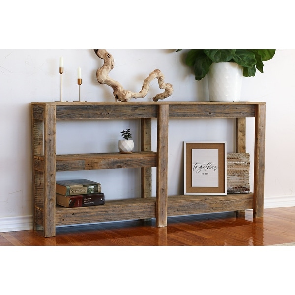 Natural 60" Three Tier Midway Console Table