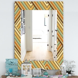 Designart 'Retro Square Waves' Bohemian and Eclectic Mirror - Frameless Modern Printed Wall Mirror