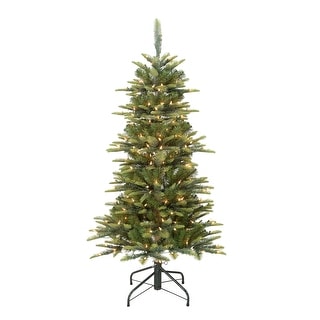 Puleo International Pre-Lit 4.5' Slim Aspen Fir Artificial Christmas Tree with 200 Lights, Green