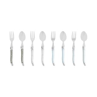 French Home Laguiole Cocktail or Dessert Spoons and Forks, Set of 8, Mother of Pearl