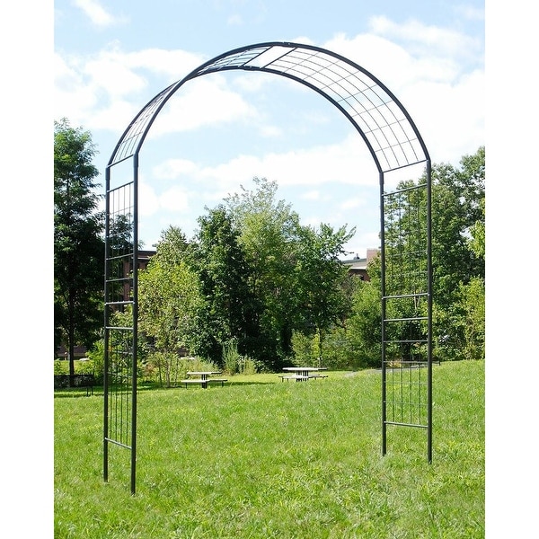 Achla Designs Elegant Handcrafted Monet II Garden Arbor, 114.5 Inch Tall, Graphite Powder Coated Finish