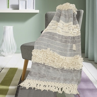 LR Home Eclectic Overtufted Standard Size Throw Blanket