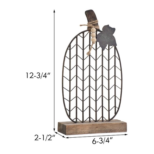 Metal and Wood Fall Pumpkin Decor for Thanksgiving,12.75"H