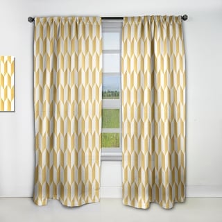 Designart 'Gold And White Geometric Pattern I' Mid-Century Modern Blackout Curtain Single Panel