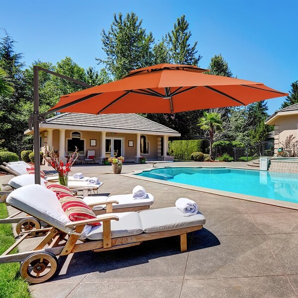 10 ft. Cantilever Tilt Patio Offset Umbrella With 360 Degree Rotation