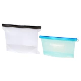 Reusable Food Storage Sandwich Bag Gallon Freezer Bags-White+Blue(2PCS) - White+Blue