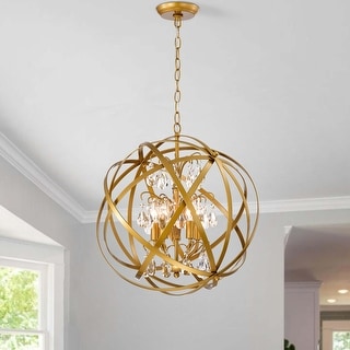 Benita Yellow-ish Gold 5-Light Metal Globe Crystal Chandelier