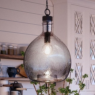 Luxury Modern Farmhouse Pendant Light, 20.375"H x 13"W, with Mediterranean Style, Charcoal Finish by Urban Ambiance