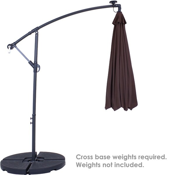 Brown 10-Foot Offset Solar LED Patio Umbrella - Cantilever and Crank