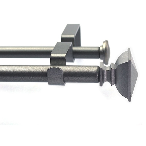 Modern Square Urn Adjustable Drapery Double Curtain Rod