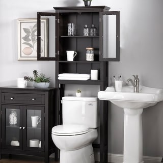 Glitzhome 5.7FT Modern Drop Door Spacesaver Bathroom Floor Storage Cabinet