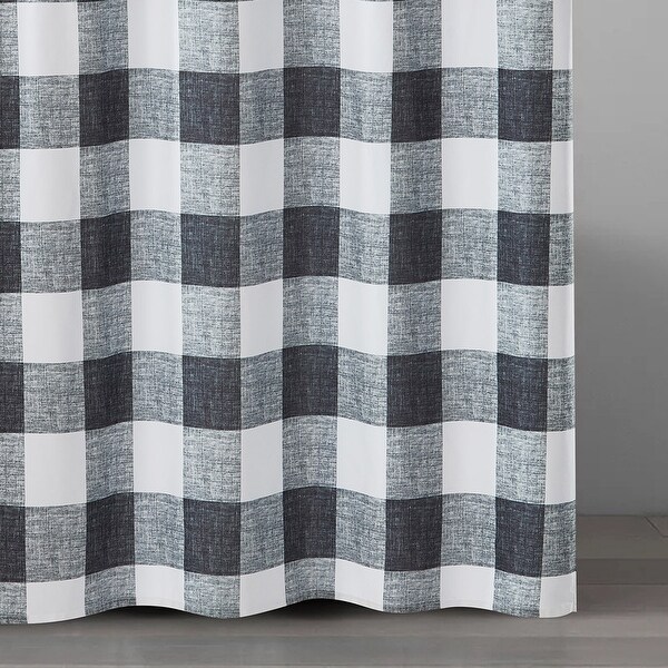 Style Quarters Buffalo Plaid Gray and White print Shower Curtain
