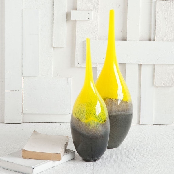 Jasse Yellow & Gray Ombre Glass Vase