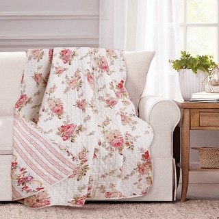 Chic Shabby Spring Rose Quilted Throw Blanket
