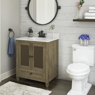 30" Single Bathroom Vanity with Drawer and Rattan Doors