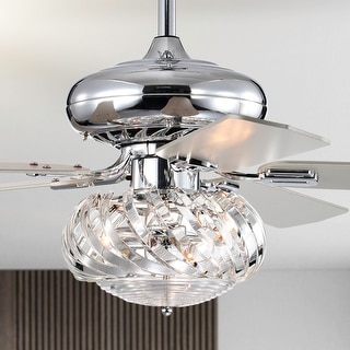 Turner 52 Inch Chrome Polish Crystal Ceiling Fan 3 Light with Remote