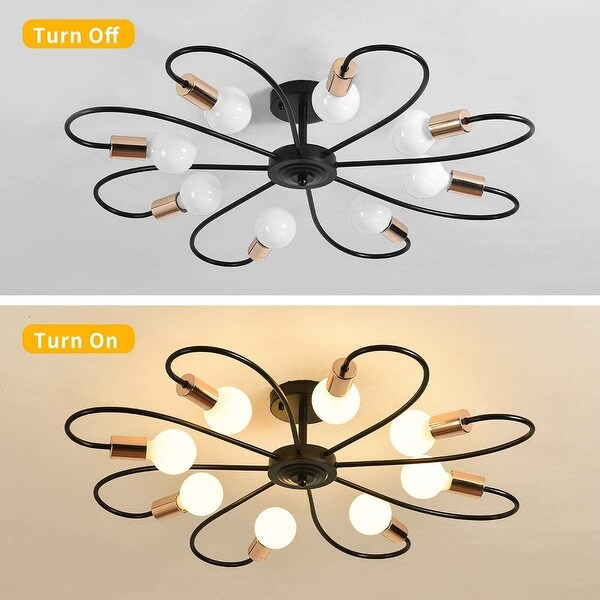 8 light modern semi flush ceiling light sputnik metal ceiling lighting