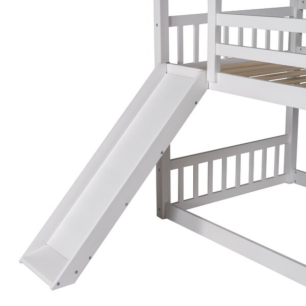 Twin over Twin House Bunk Bed with Convertible Slide and Ladder