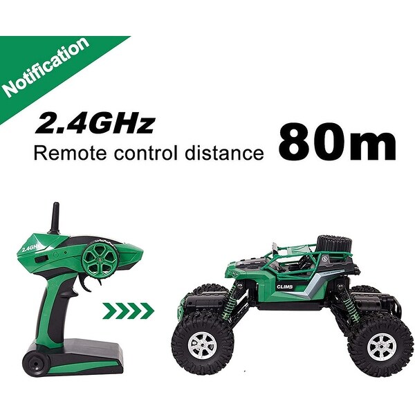 Electric RC Car 1:18 Remote Control Vehicle 2.4Ghz Off-Road Rock Crawler All Terrain Double-turn Waterproof Truck for Kids