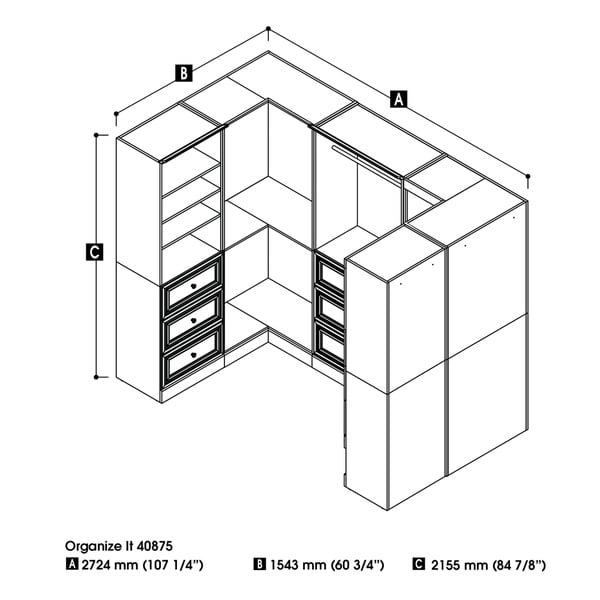 Versatile by Bestar 108-inch Corner Closet Storage Kit