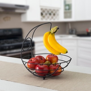 Wire Collection Fruit Bowl with Banana Tree, Black