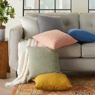 Mina Victory Life Styles Woven Cotton Textured Throw Pillow