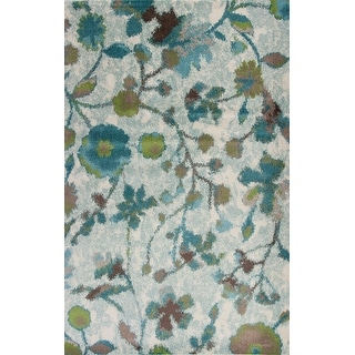 Domani Kai Teal Botanical Watercolors Area Rug