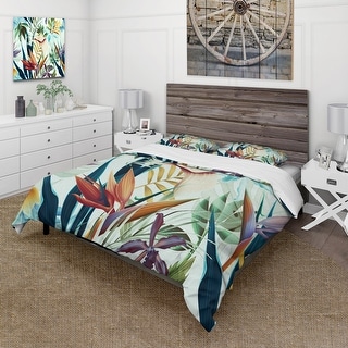 Designart 'Tropical VIntage Flowers I' Tropical Duvet Cover Comforter Set