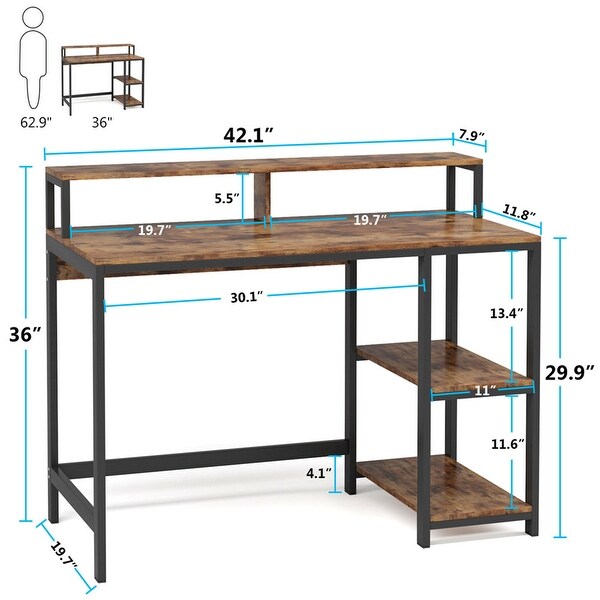 Computer Workstations Writing Desk with Storage Shelves