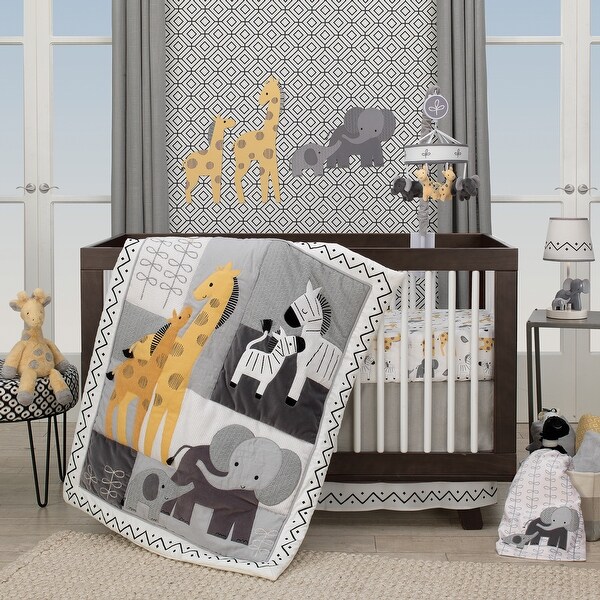 Lambs & Ivy Me & Mama White/Gray Elephant Nursery Lamp with Shade & Bulb - Gray
