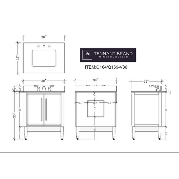 30" Tenant Brand Bertone Bathroom Sink Vanity