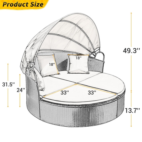 Homall Patio Furniture Outdoor Round Daybed