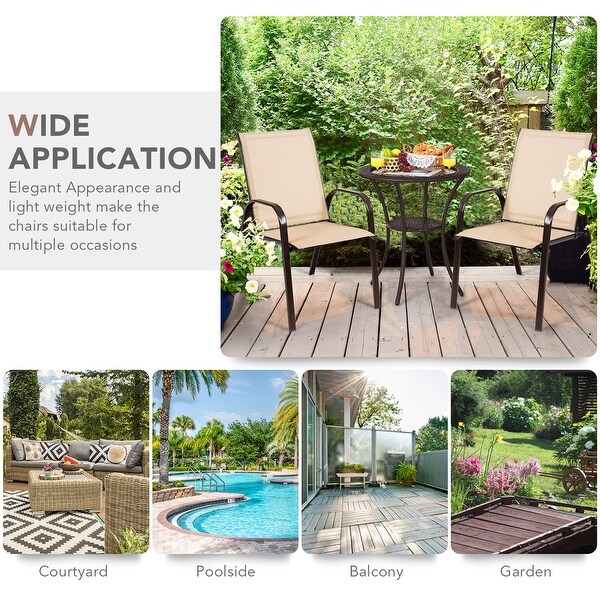 Gymax Set of 2 Patio Chairs Dining Chairs w/ Steel Frame Yard Outdoor - See Details