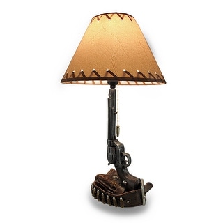Old West Six Shooter Revolver And Holster Table Lamp - 21 X 6.5 X 7 inches