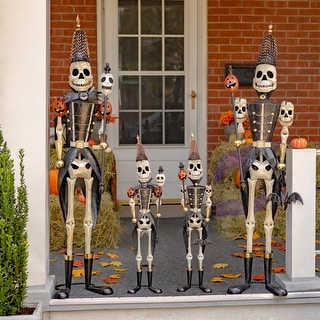 Set of 2 Standing Halloween Skeleton Soldiers