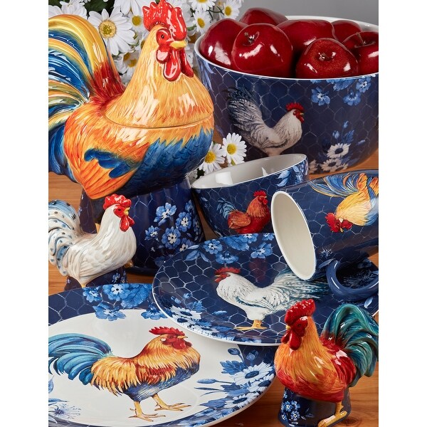 Certified International Indigo Rooster 11-inch Dinner Plates, Set of 4