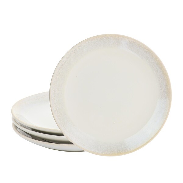 Martha Steware 12 Piece Round Stoneware Dinnerware Set with Taupe Rim - 12 Piece