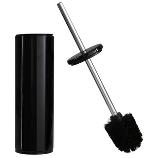 Bath Bliss Modern Aluminum Deluxe Stainless Steel Toilet Brush with Removable Liner in Black