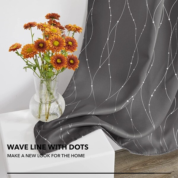 Deconovo Blackout Back Tab Silver Print 42 Width Curtains(2 Panel)