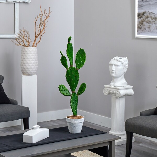 3' Artificial Cactus Plant in White Planter