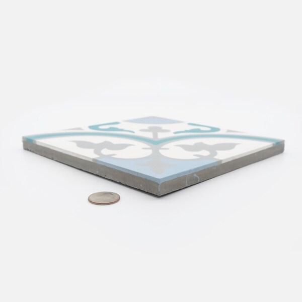 Handmade Casa in Blue, Green, Grey Tile, Pack of 12 (Morocco)