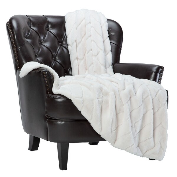 Chanasya Geometric Faux Fur Throw Blanket With Reversible Mink