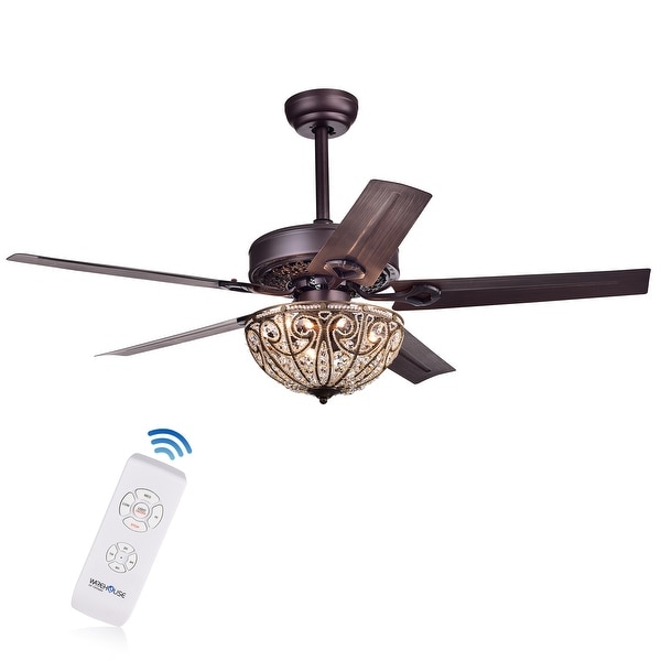 Oil Rubbed Bronze 5-blade 48-inch Crystal Ceiling Fan (Optional Remote)