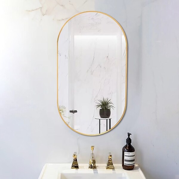 Wall Mounted Mirror 36x18Oval Bathroom Mirror - 36x18