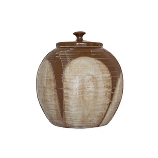 Stoneware Jar with Lid - 8.4"L x 8.4"W x 8.8"H