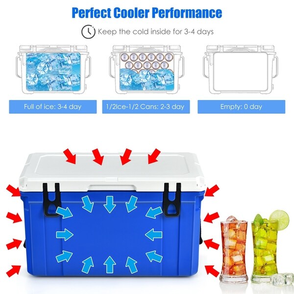 58 Quart Leak-Proof Portable Cooler Ice Box for Camping-Blue - 27.5" x15.5" x16" (L x W x H)