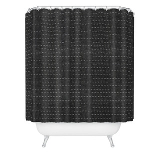 Little Arrow Design Co Running Stitch Charcoal Made to Order Shower Curtain 71" x 74" with Liner