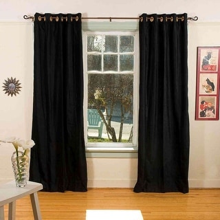 Black Ring / Grommet Top Velvet Curtain / Drape / Panel - Piece