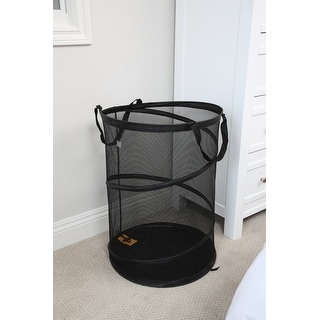 Smart Design Pop Up Spiral Laundry Hamper Bag Mesh - Black
