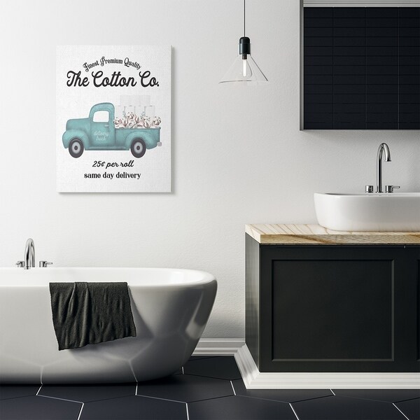 Stupell Toilet Paper Cotton Co Delivery Truck Bathroom Word Design Canvas Wall Art, Proudly Made in USA